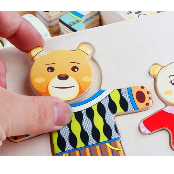 Kids Baby Colorful Wooden Cartoon Bear Dress Changing Clothes Puzz - Picture 4 of 7